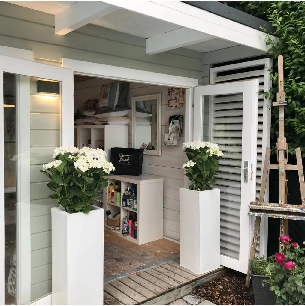 Kvetináč BLOCK, pozink, výška 80 cm, biely, vr. zavlaž. systému