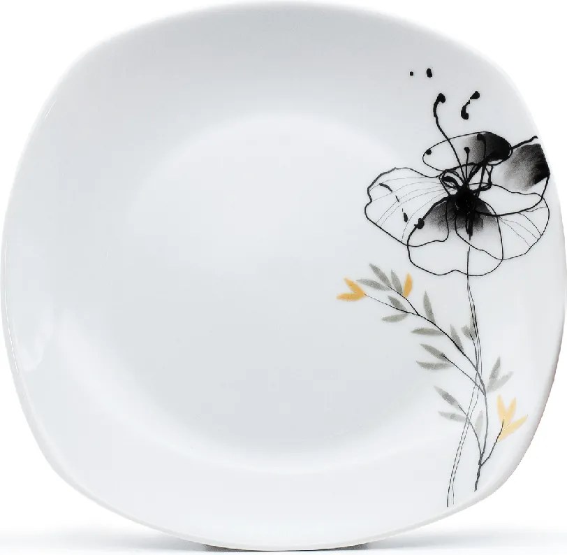 ARÔME HOME ELEMENTS Porcelánová súprava tanierov, 18 kusov, Čierny mak
