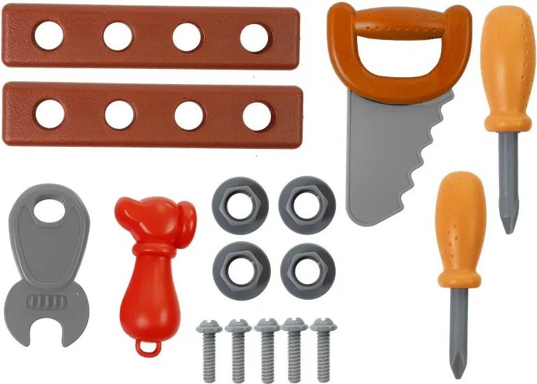 LEAN Toys Sada náradia v kufríku na kolieskach, dielňa, píla, skrutkovač