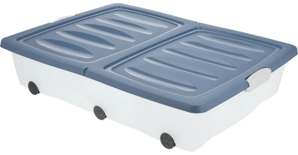 Úložný box s kolieskami, 80 x 60 x 17 cm, modrá