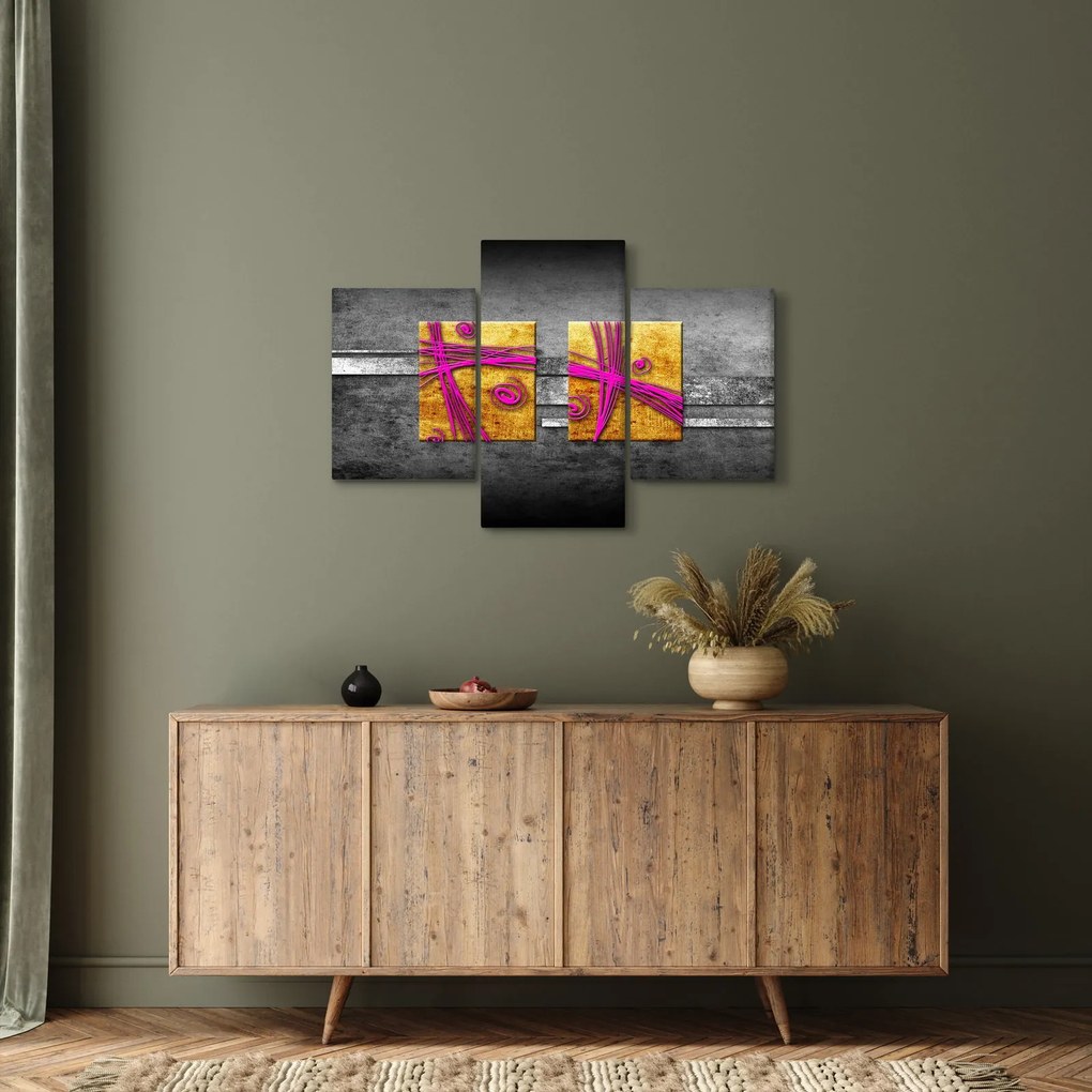 Obraz farebných štvorcov na čiernom pozadí (90x60 cm)