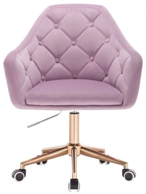LuxuryForm DESIGN Kreslo ANDORA VELUR na zlaté podstave s kolieskami - levanduľa