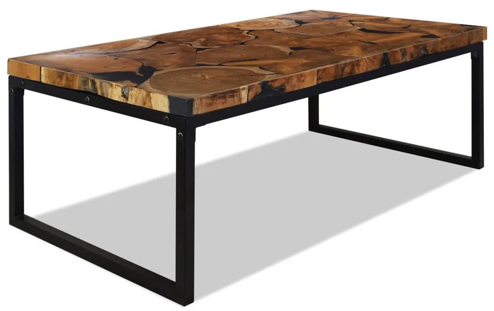 Konferenčný stolík, teakové drevo a živica 110x60x40 cm