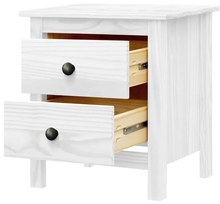 IDEA nábytok Nočný stolík TORINO biely, kovové úchytky