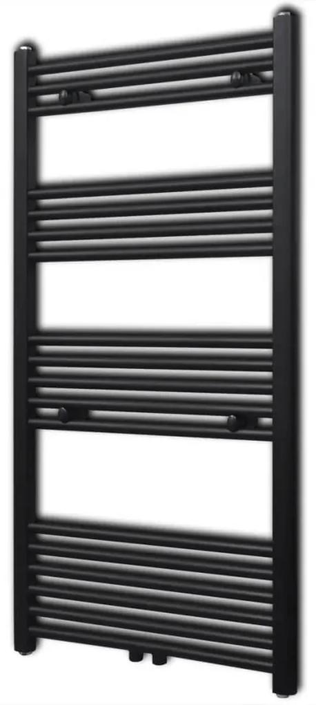 vidaXL Čierny rebríkový radiátor na centrálne vykurovanie, rovný 600 x 1160 mm