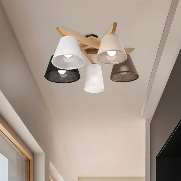 Brilagi - LED Prisadený luster ANTHONY 5xE14/40W/230V dub