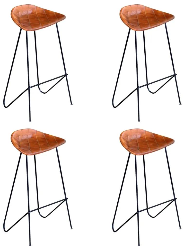 vidaXL Barové stoličky 4 ks, hnedé, pravá koža