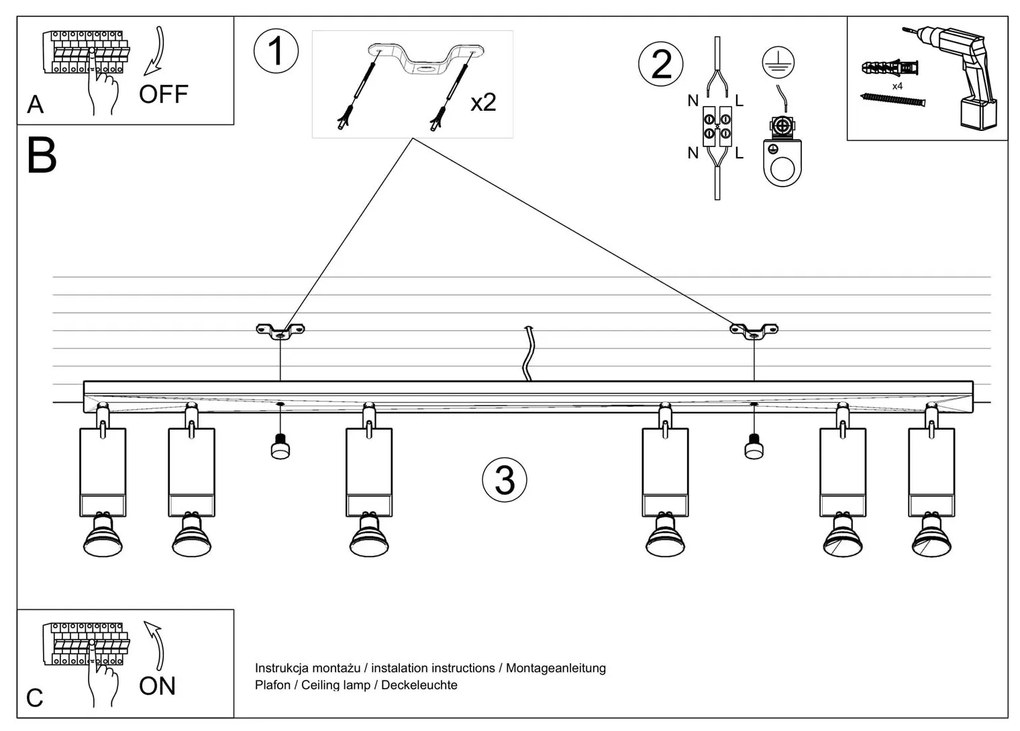 Stropné svietidlo RING 4L chróm