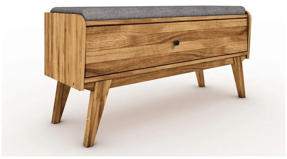 Lavica s úložným priestorom z dubového dreva so svetlosivým sedákom Retro - The Beds