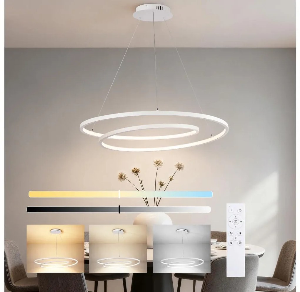 Brilagi-LED Stmievateľný luster na lanku TWISTER LED/105W/230V pr. 100 cm biela+DO