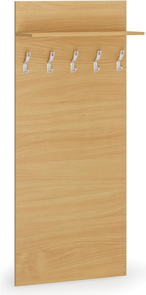 Vešiaková stena HORIZONT, 5 háčikov, polica, roky vodorovne, buk