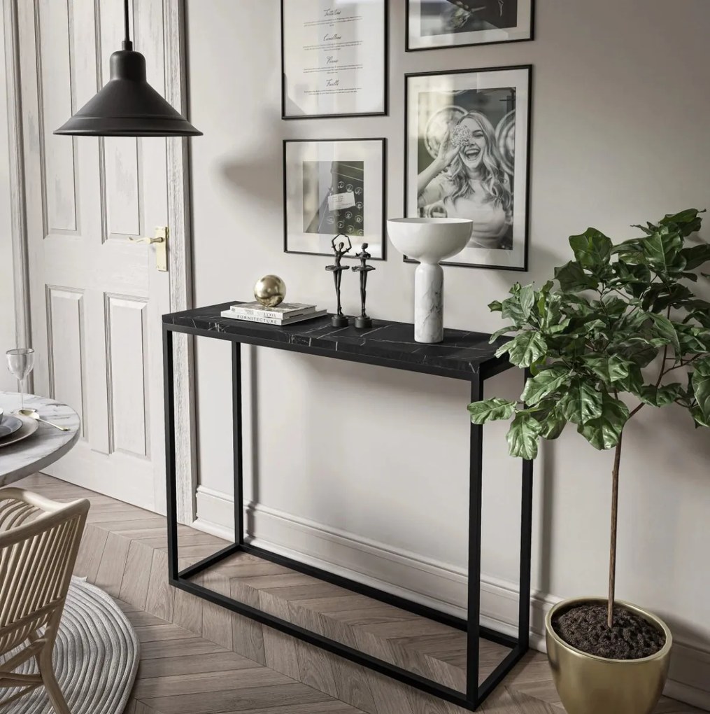 KONZOLA BELLA ČIERNÝ MRAMOR / ČIERNÝ PODSTAVEC 100