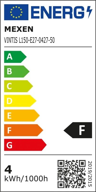 Mexen Vintis, LED filamentová žiarovka E27, A60, 4 W, teplá biela 2700K, jantárová, L150-E27-0427-50