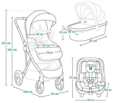 Lionelo - Kombinovaný kočík 3 v 1 AMBER sivý grafit