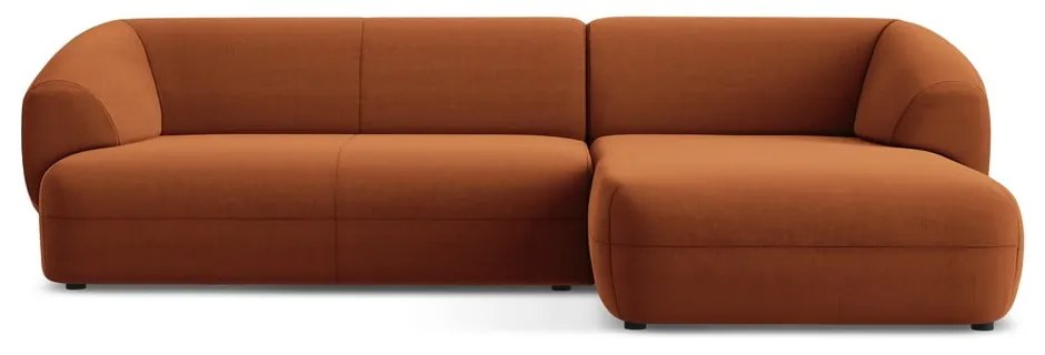 Oranžová zamatová rohová pohovka (pravý roh) Moana – Makamii