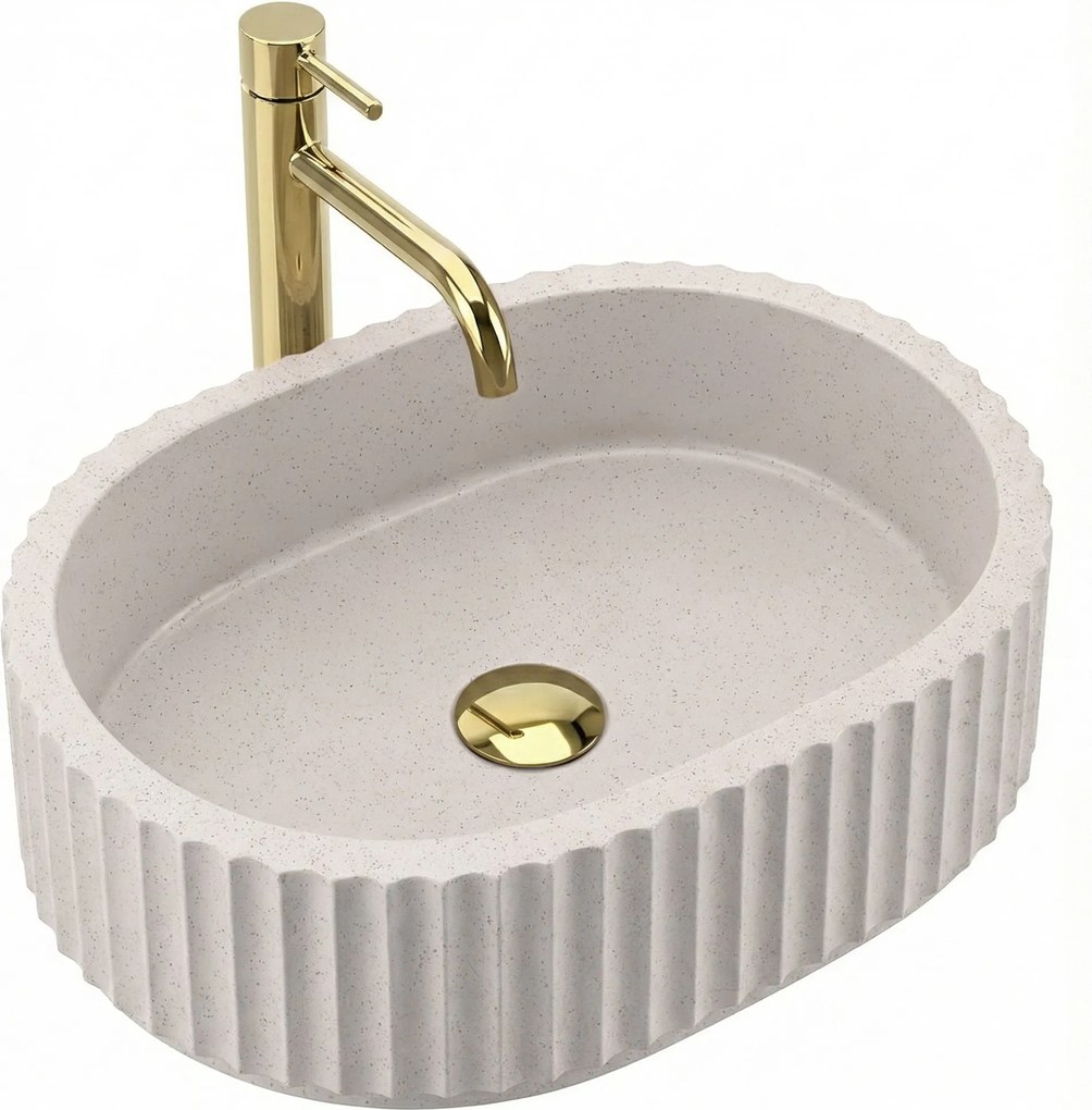 Rea Margaret, umývadlo na dosku 490x355x125 mm, béžová-sivá, REA-U7343