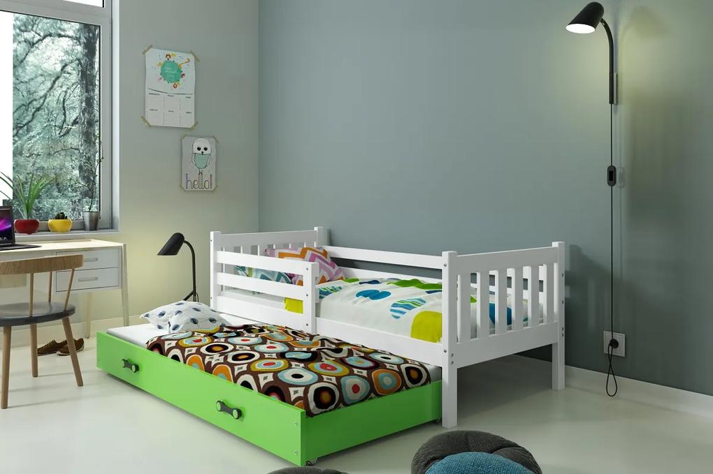 Detská posteľ s prístelkou CARINO 2 Farba: biela / zelená