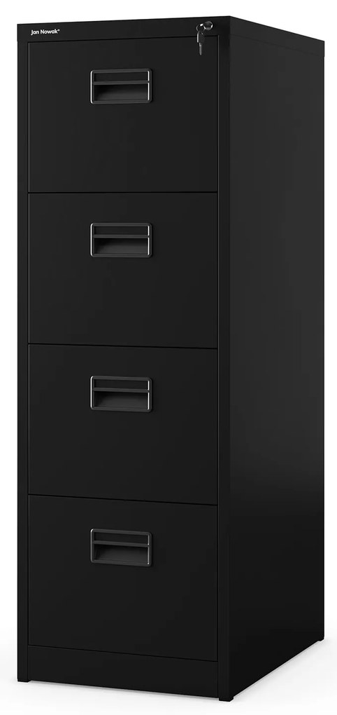 Kovová kartotéka, 4 zásuvky SARA V4, 460 x 1320 x 620 mm, čierna