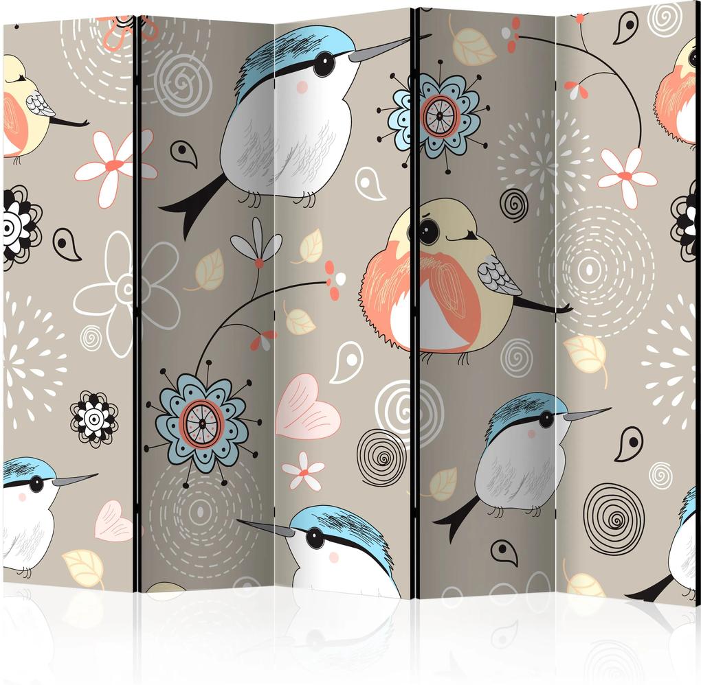 Paraván - Natural pattern with birds [Room Dividers] 225x172