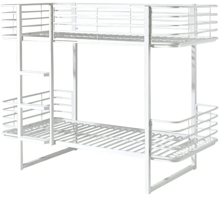 Biela kovová poschodová detská posteľ s roštom 90x200 cm Oscar – Vipack