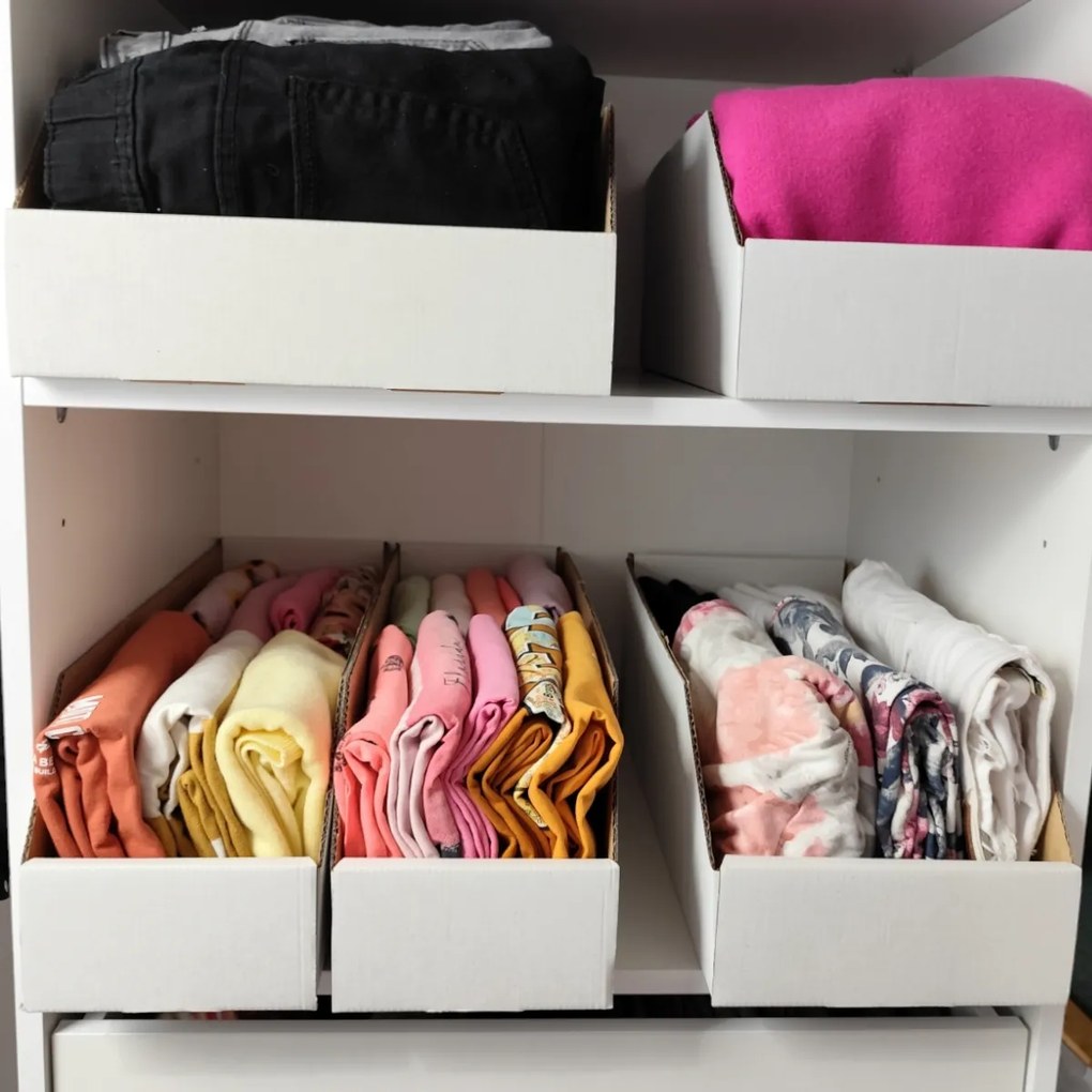 KARTON PAK Úložné boxy na oblečenie, organizéry do skrine BIELY KARTÓN 15x49 cm