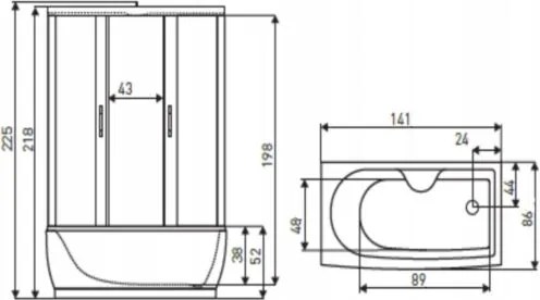 Novoterm Hydromasážny box NV-Mona 141x86