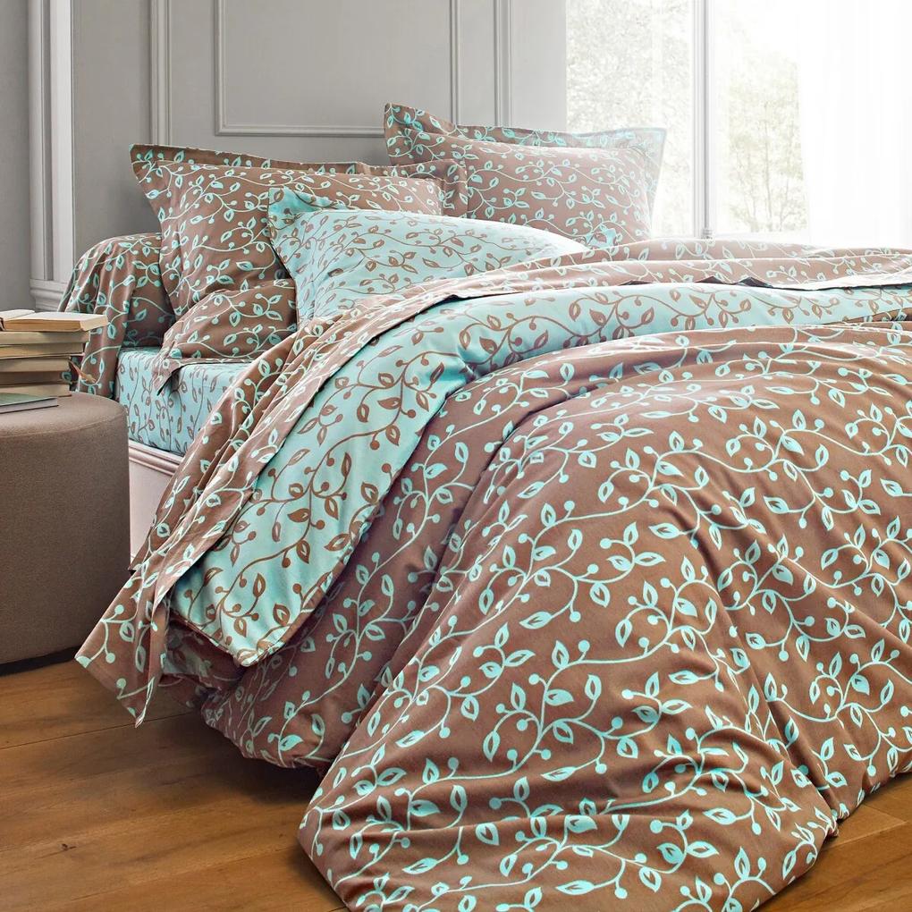Bavlnená posteľná bielizeň Lístky (*) Súprava obliečok na vankúš (70x90) a na prikrývku (140x200) je v klasických rozmeroch a bez chlopne na zasunutie pod matrac.