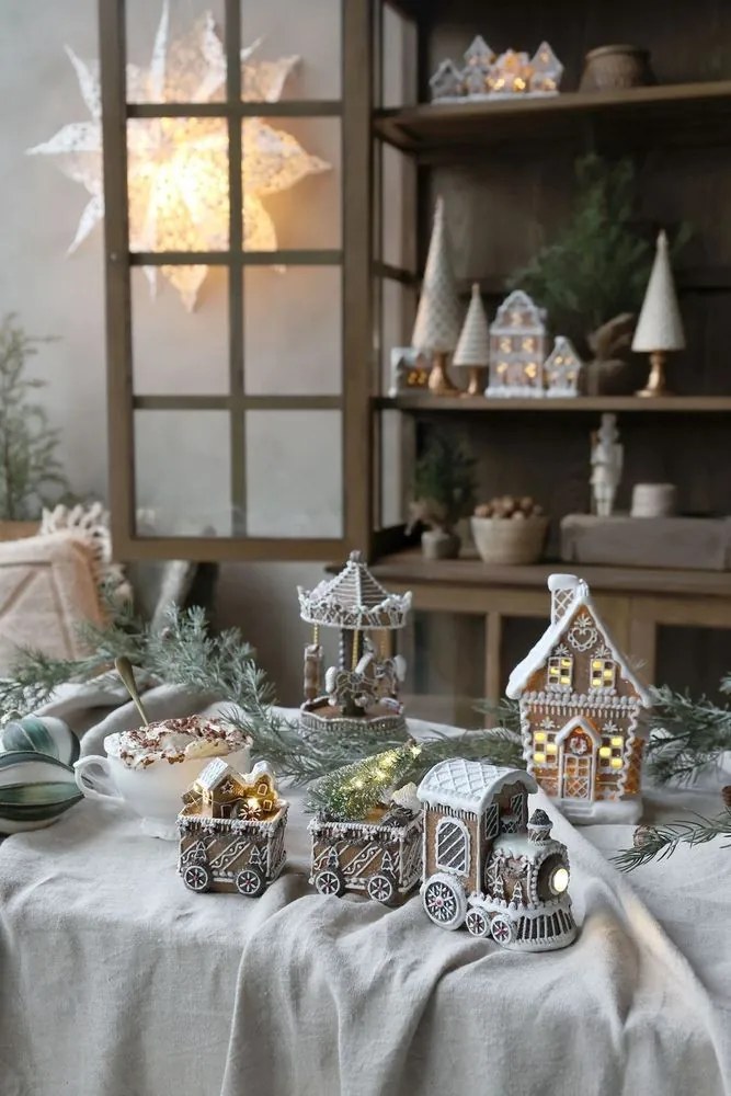Perníkový vláčik so svetielkami Gingerbread Noël LED - 26*8*11 cm