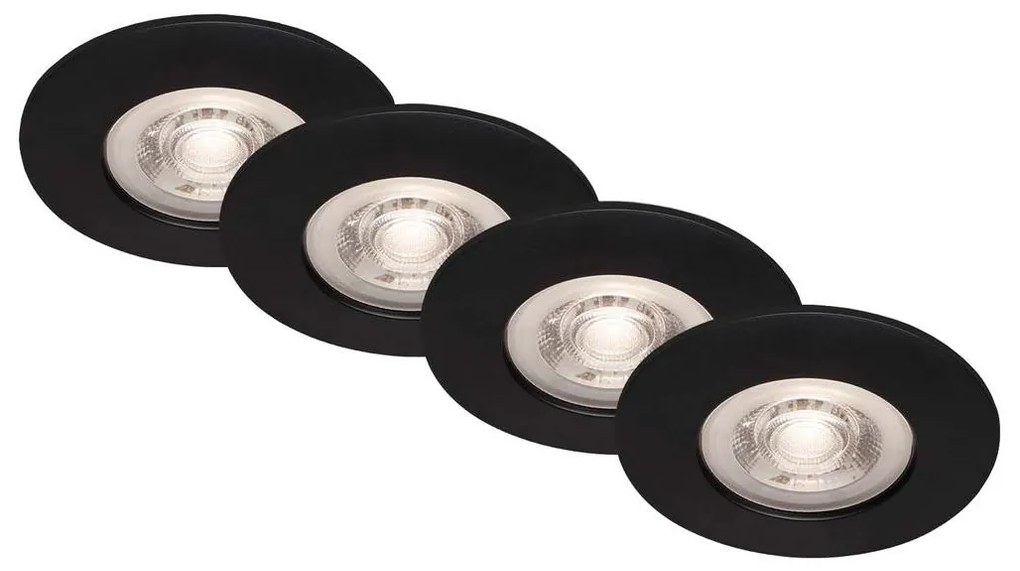 Brilo - SADA 4x LED Kúpeľňové podhľadové svietidlo LED/4,9W/230V IP44 čierna BL1218