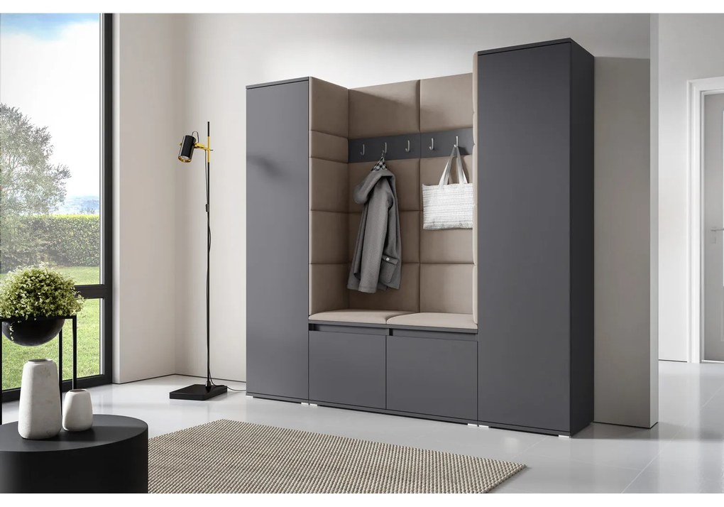 Predsieňová stena AMI 31 Bez zrkadla Grafit Tmavo krémová