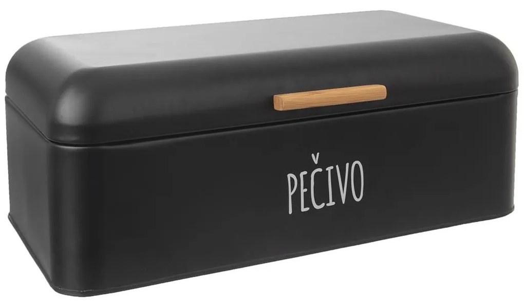Chlebník čierny, veľký s nápisom PEČIVO, plechový