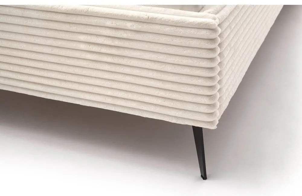 Béžová čalúnená dvojlôžková posteľ s úložným priestorom s roštom 160x200 cm Matera – Meise Möbel