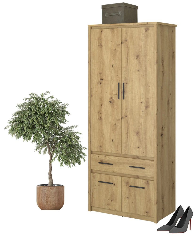 Šatníková skriňa Andra 4D1S/40 (dub artisan). Vlastná spoľahlivá doprava až k Vám domov. 1052752