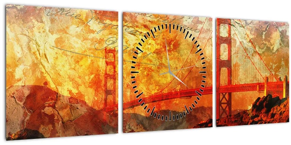 Obraz - Golden Gate, San Francisco, Kalifornia (s hodinami) (90x30 cm)