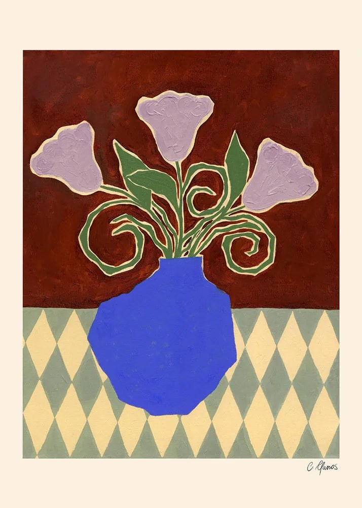 Moikka Plagát Purple Flowers by Carla Llanos 50x70