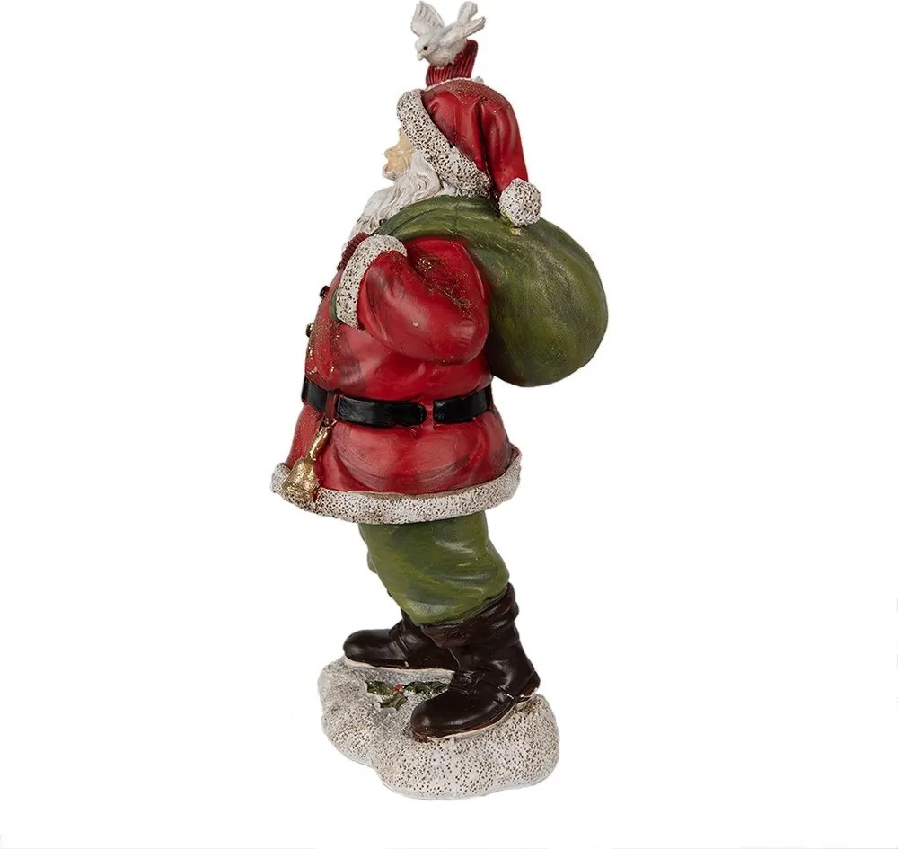 Vianočné dekorácie Socha Santa s vrecom a holubicou - 13*10*23 cm