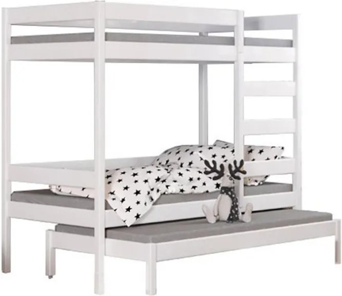 LU Poschodová posteľ s prístelkou THOR Farba: Biela, Rozmer: 160x80