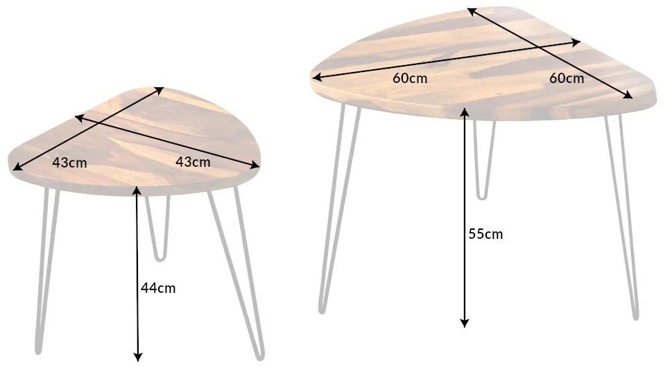 Sada odkladacích stolíkov Mallison 60 cm Sheesham