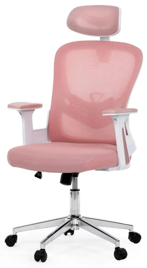 Kancelárska otočná stolička ROSE — sieť / látka, ružová