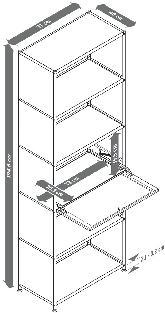 Kovový regál »CN3« s výklopnými dvierkami