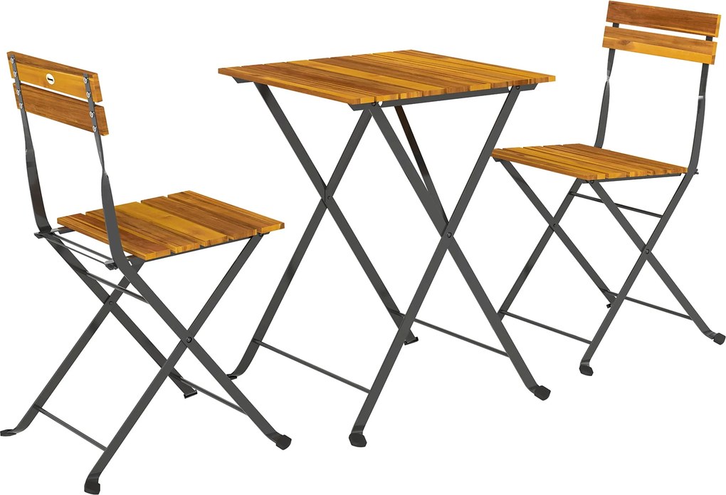 Outsunny 3-dielny teakový bistro set pre 2 – skladací balkónový set | Aosom