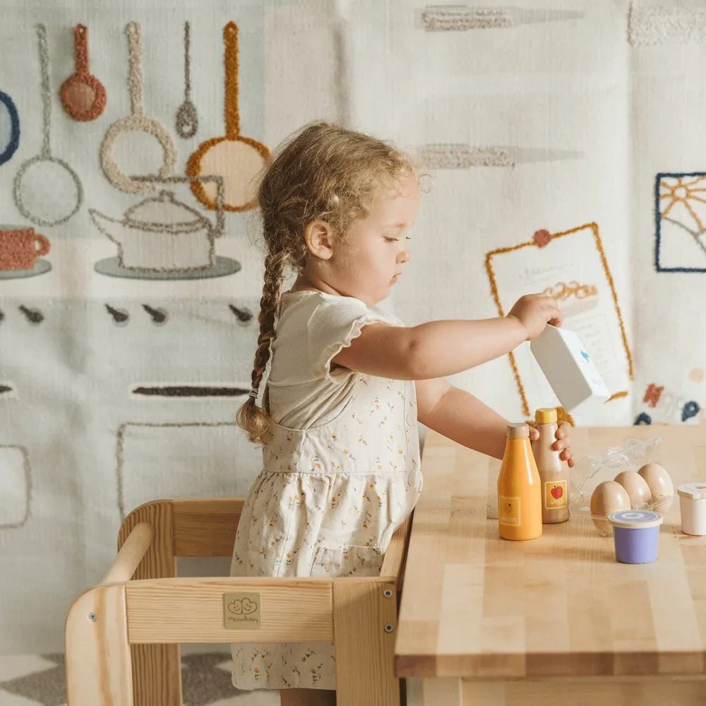 Sivá učiaca veža z borovicového dreva Montessori – Meowbaby