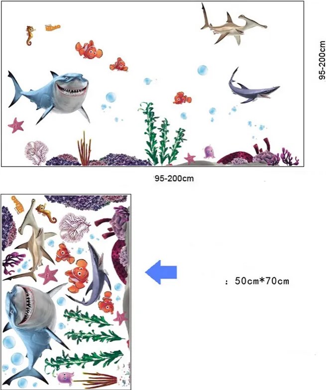 Veselá Stena Samolepka Hľadá sa Nemo Žraloky