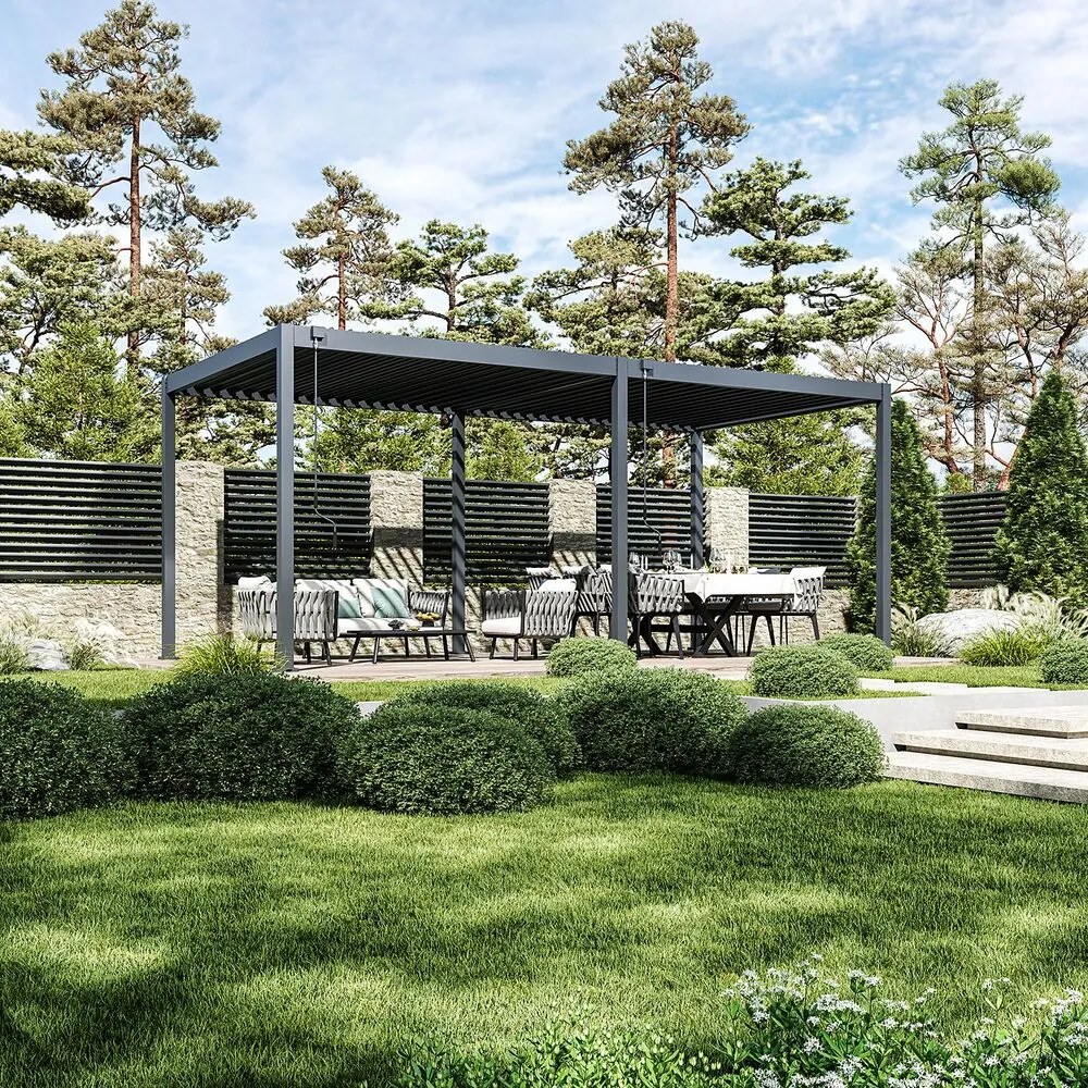 Bioklimatická pergola ECO 6x3 m, oceľ - voľne stojaca