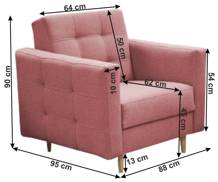 Tempo Kondela Celočalúnené kreslo, staroružová látka, AMEDIA