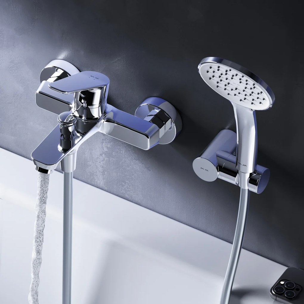 Vaňová a sprchová batéria AM.PM Hit FTA15000 s ručnou sprchou, chróm