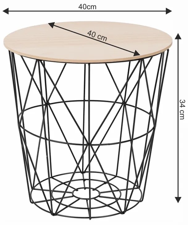 Okrúhly príručný stolík Nancer Typ 2 - prírodná / čierna
