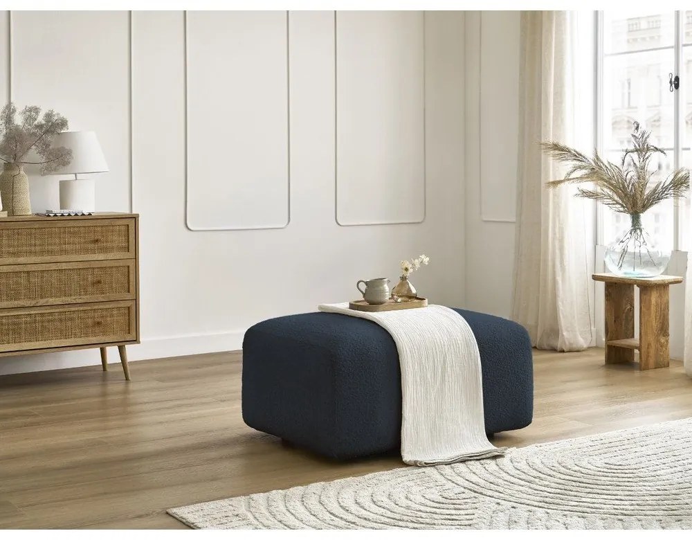 Tmavomodrá podnožka z textílie bouclé Tina – Bobochic Paris