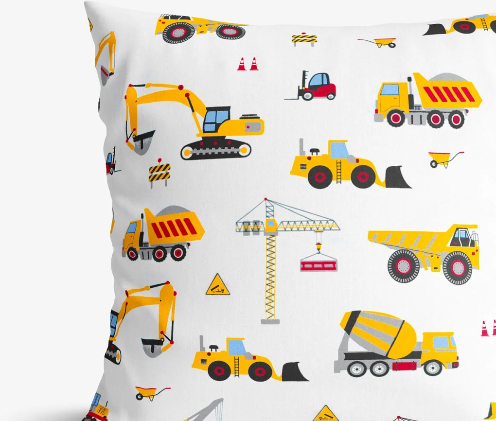 Goldea detská bavlnená obliečka na vankúš - nákladné autá a bagre 45 x 45 cm