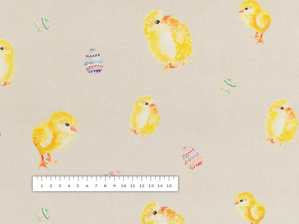 Biante Veľkonočný teflónový obdĺžnikový obrus TF-074 Kuriatka a kraslice na béžovom 140x220 cm